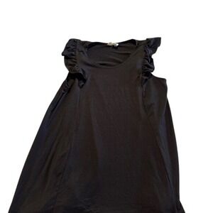 Ninexis Black Ruffle Cap Sleeve A-Line Tunic Top‎ Womens Size Medium